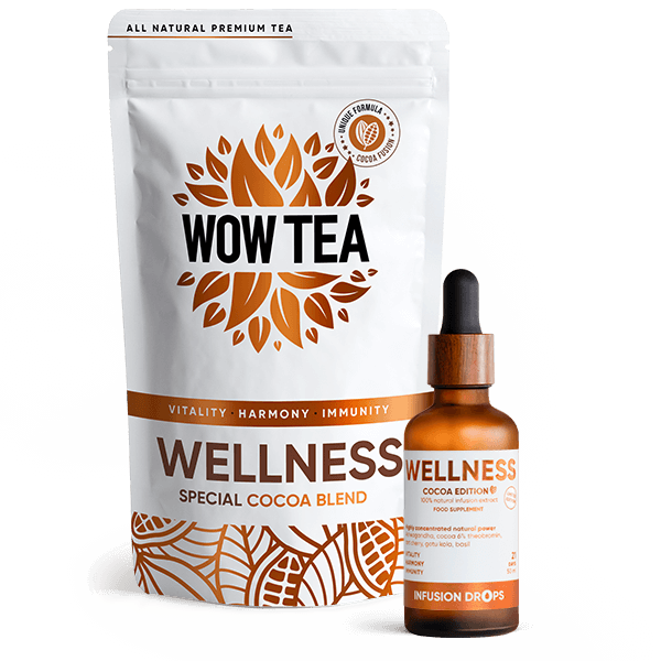 Double Cocoa Wellness Infusion | wowtea web ID cocoa wellness dropswellness tea