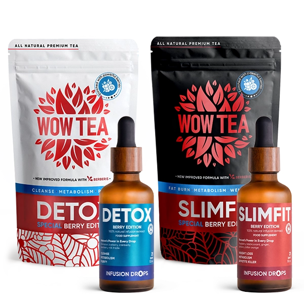 Program of Duo Berry Infusion in 2 steps | bundle 2 teas 2 drops detox slimfit
