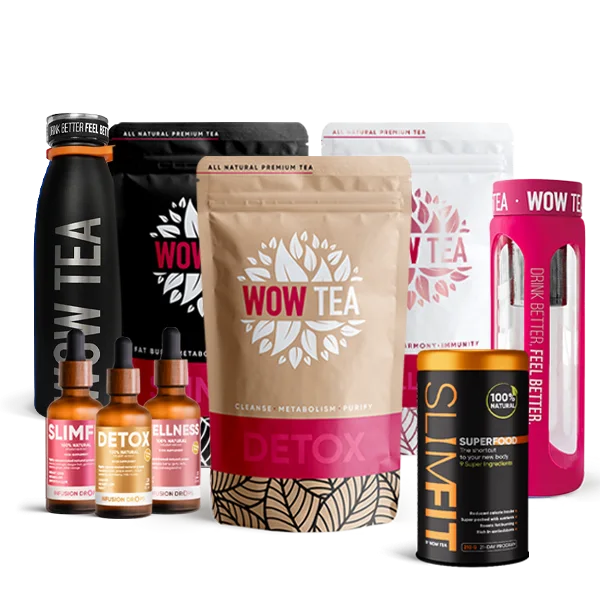 Grand Classic Box | 3 teas 3drops Superfood pink bottle black thermos