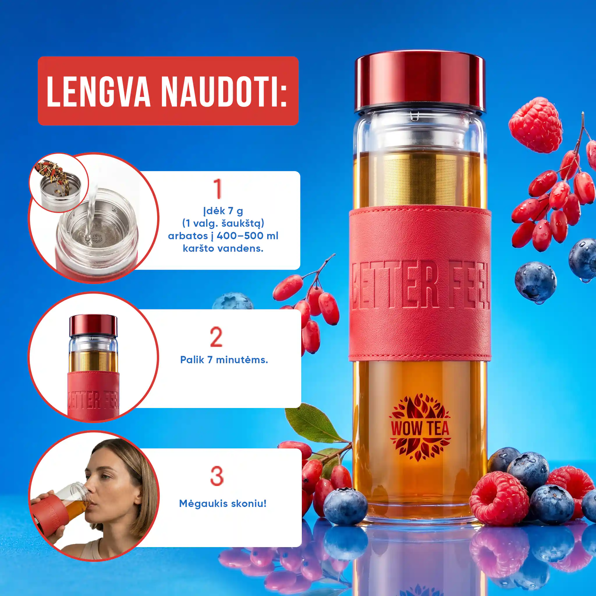 Stilingas Berry arbatos buteliukas | WOW TEA NEW STYLISH BERRY BOTTLE GALLERY 6 LT 1