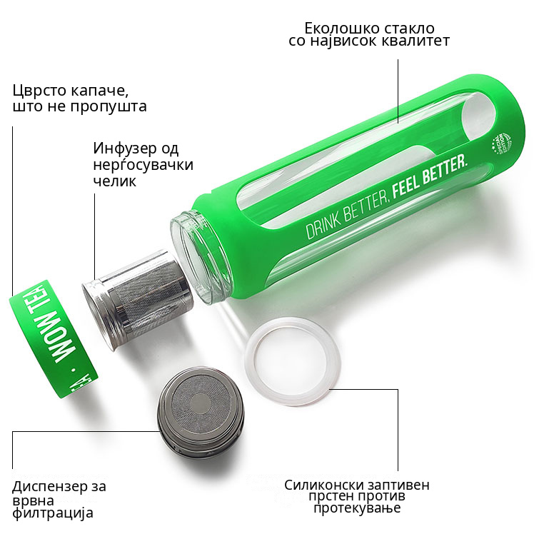 Шише со инфузер за чај – зелено | bottle parts D BG MK