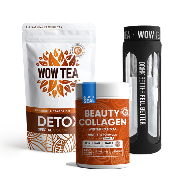 Cocoa Infusion Duo + Butelka na herbatę | WOWTEA WEB Cocoa Collagen Detox Gallery 01
