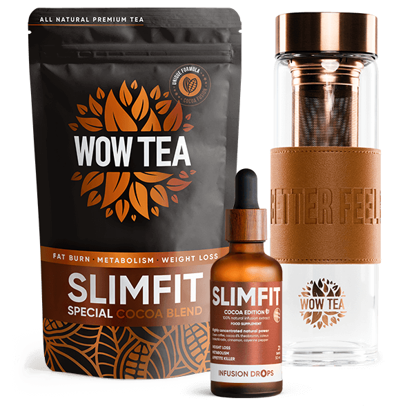 Trio Cocoa Infusion Set | wowtea web ID cocoa slimfit drops slimfit tea black bottle cocoa