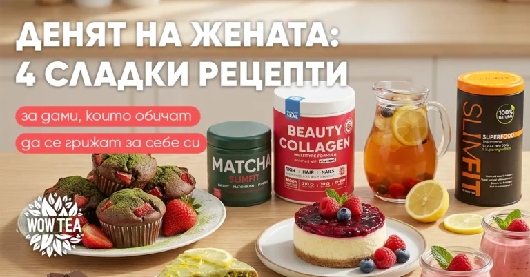 Рецепти за 8 март – здравословни десерти с матча, колаген и SlimFit от WOW Tea
