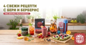 Свежи рецепти с боровинки и берберис, представени с продукти WOW Tea – напитки, десерти и здравословни комбинации с горски плодове.